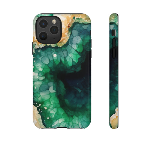 Green Geode in Watercolor - Impact Resistant Phone Case iPhone 11 Pro Glossy
